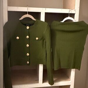 Express Forest Green Ribbed Knit set